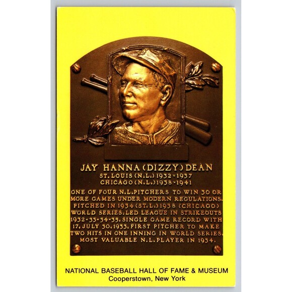 Other - Postcard New York Cooperstown National Baseball HOF Jay Hanna Dizzy Dean c1970s